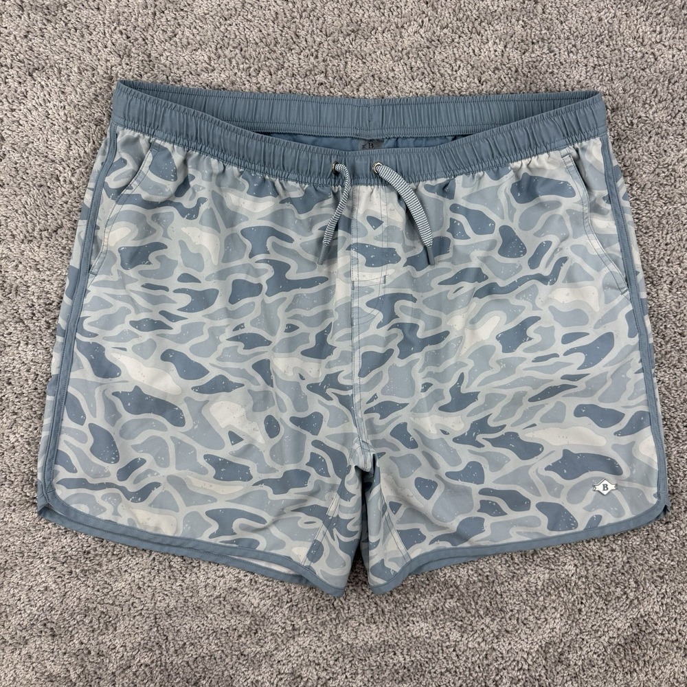 Burlebo Seaside Camo Shorts Men's 2XL Lined Swim Trunks Drawstrings Performance